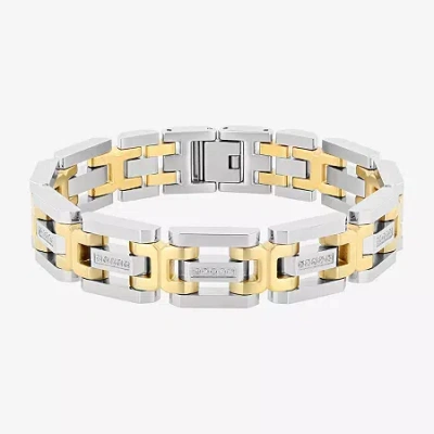 Fine Jewelry Mens Stainless Steel Solid 8 1/2 Inch Link Bracelet In Transparent