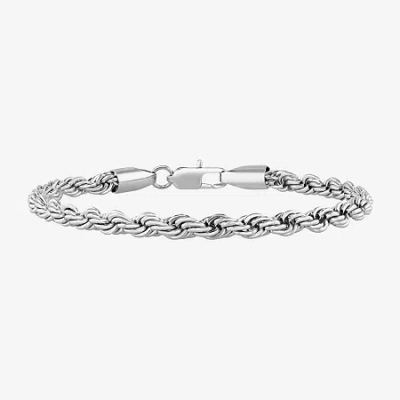 Fine Jewelry Mens Stainless Steel Solid 8 1/2 Inch Link Bracelet In White