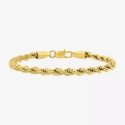 Fine Jewelry Mens Stainless Steel Solid 8 1/2 Inch Link Bracelet In Yellow