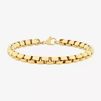 Fine Jewelry Mens Stainless Steel Solid 8 1/2 Inch Link Bracelet In Gold