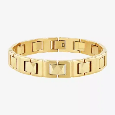 Fine Jewelry Mens Stainless Steel Solid 8 1/2 Inch Link Bracelet In Yellow