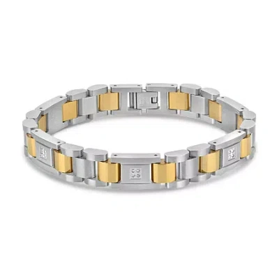 Fine Jewelry Mens Stainless Steel Solid 8 3/4 Inch Link Bracelet In Transparent
