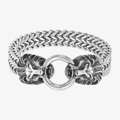 Fine Jewelry Mens Stainless Steel Solid 9 Inch Link Bracelet In Transparent