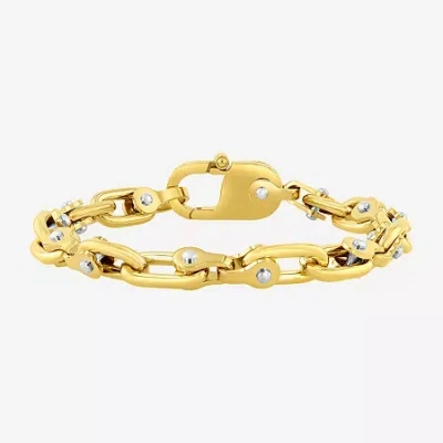 Fine Jewelry Mens Stainless Steel Solid Chain Bracelet In Yellow