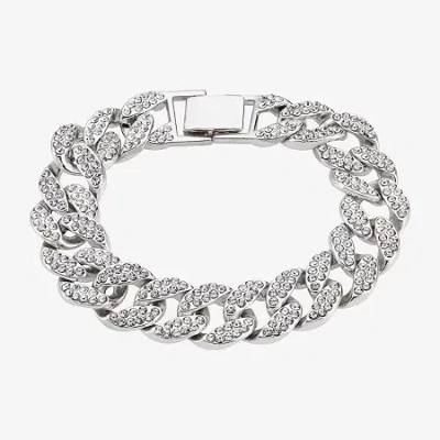 Fine Jewelry Mens Stainless Steel Solid Curb Chain Bracelet In Transparent