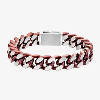 Fine Jewelry Mens Stainless Steel Solid Curb Chain Bracelet In Transparent