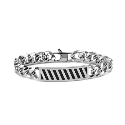 Fine Jewelry Mens Stainless Steel Solid Id Bracelet In Transparent
