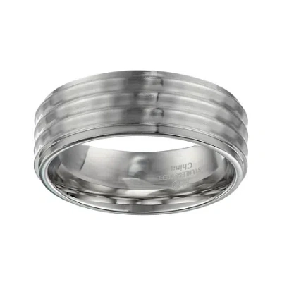 Fine Jewelry Mens Stainless Steel Textured Band In White