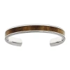 Fine Jewelry Mens Stainless Steel Wood Inlay Cuff Bracelet In White