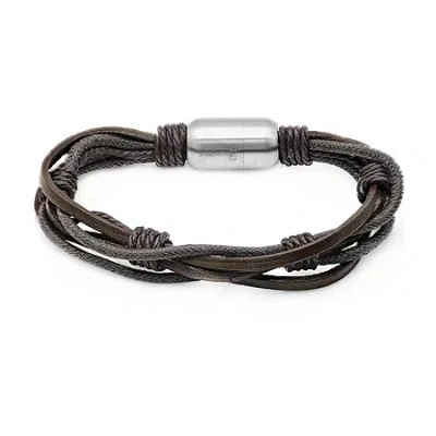 Fine Jewelry Mens Stainless Steel Wrap Bracelet In Brown