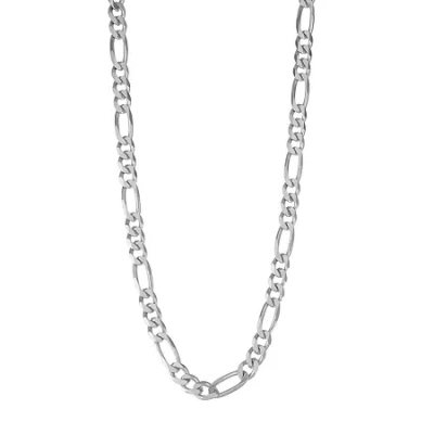 Fine Jewelry Mens Sterling Silver 18 Inch Figaro Chain Necklace In Transparent