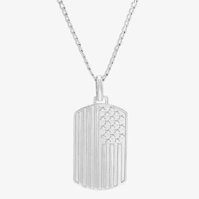 Fine Jewelry Mens Sterling Silver 22 Inch Pendant Necklace In White