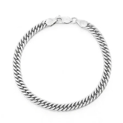 Fine Jewelry Mens Sterling Silver 8 1/2 Inch Solid Curb Chain Bracelet In Transparent