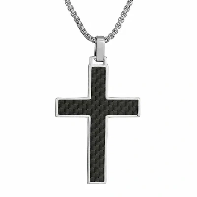 Fine Jewelry Mens Sterling Silver Cross 24 Inch Pendant Necklace In Transparent