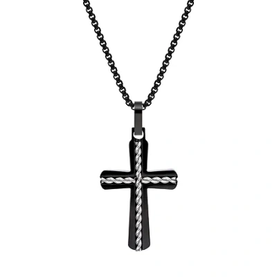 Fine Jewelry Mens Sterling Silver Cross 24 Inch Pendant Necklace In Transparent