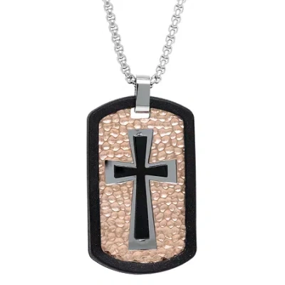 Fine Jewelry Mens Sterling Silver Cross Dog Tag 24 Inch Pendant Necklace In Transparent