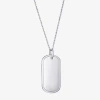 Fine Jewelry Mens Sterling Silver Dog Tag 24 Inch Pendant Necklace In Transparent