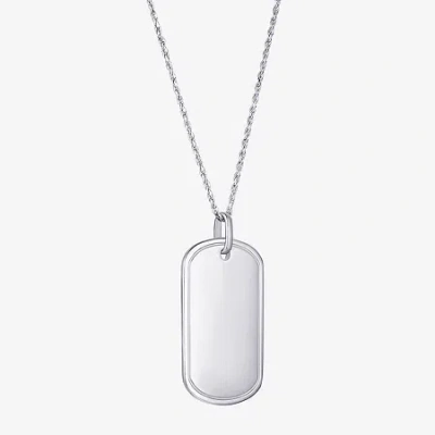 Fine Jewelry Mens Sterling Silver Dog Tag 24 Inch Pendant Necklace In Transparent