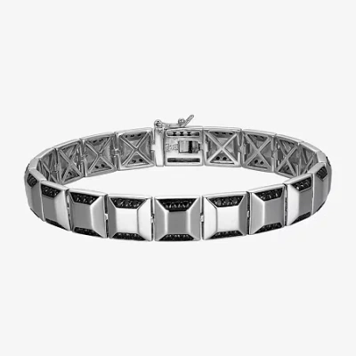 Fine Jewelry Mens Sterling Silver Solid Round 8 1/2 Inch Link Bracelet In Transparent
