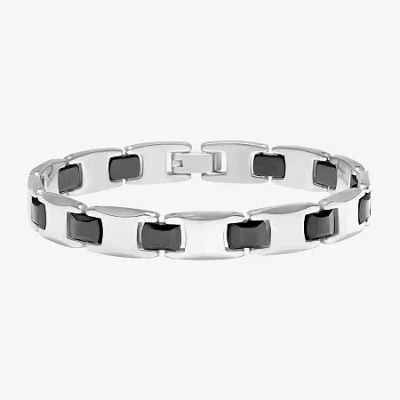Fine Jewelry Mens Tungsten Solid Round 9 Inch Link Bracelet In Metallic