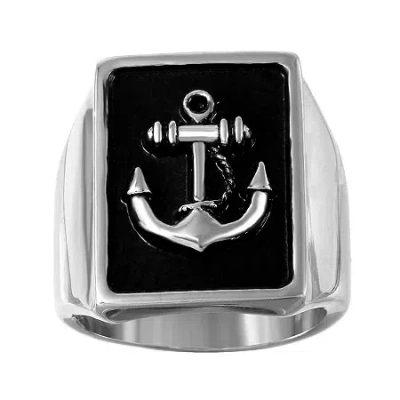 Fine Jewelry Mens Two-tone Stainless Steel Anchor Ring In Multi