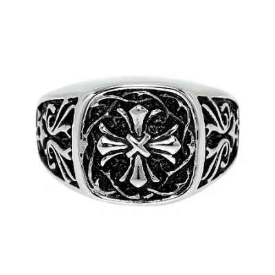 Fine Jewelry Mens Two-tone Stainless Steel Cross Ring In Multi