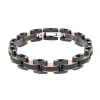 Fine Jewelry Mens Two-tone Stainless Steel Textured Bracelet With Lock Extender In Black