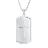 Fine Jewelry Mens White Cubic Zirconia Stainless Steel Cross Dog Tag 24 Inch Pendant Necklace In Transparent