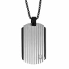 Fine Jewelry Mens White Cubic Zirconia Sterling Silver Dog Tag 24 Inch Pendant Necklace In Transparent