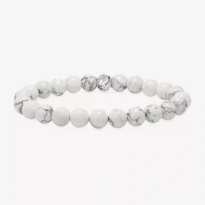 Fine Jewelry Mens White Howlite Sterling Silver Beaded Bracelet In Transparent