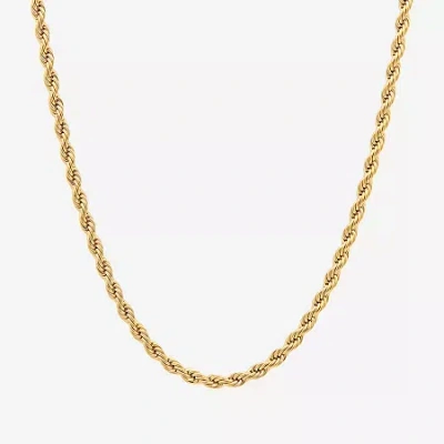 Fine Jewelry Mens Yellow Stainless Steel Solid Rope Chain Necklace In Transparent