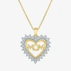 Fine Jewelry "mom" (g-h / I1-i2) Womens 1/4 Ct. T.w. Lab Grown White Diamond 14k Gold Over Silver Heart 18 Inch P In Transparent