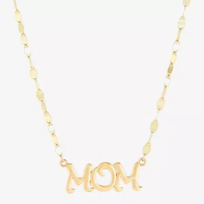 Fine Jewelry "mom" Womens 10k Gold 16 Inch Pendant Necklace In Transparent