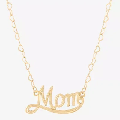 Fine Jewelry "mom" Womens 10k Gold 18 Inch Pendant Necklace In Transparent