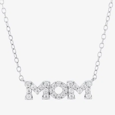Fine Jewelry "mom" Womens 1/4 Ct. T.w. Lab Grown White Diamond Sterling Silver 18 Inch Pendant Necklace