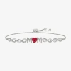 Fine Jewelry Mom Womens Diamond Accent Lab Created Red Ruby Sterling Silver Heart Infinity Bolo Bracelet In Transparent