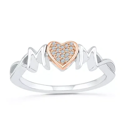 Fine Jewelry "mom" Womens Diamond Accent Natural White Diamond 10k Gold Over Silver Cocktail Ring In Transparent