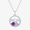 Fine Jewelry "mom" Womens Genuine Purple Amethyst Sterling Silver 18 Inch Pendant Necklace In Silver