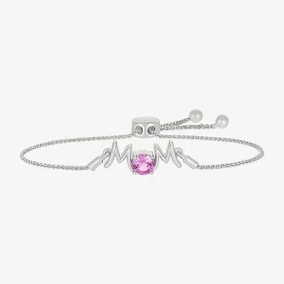 Fine Jewelry Mom Womens Lab Created Pink Sapphire Sterling Silver Bolo Bracelet In Transparent