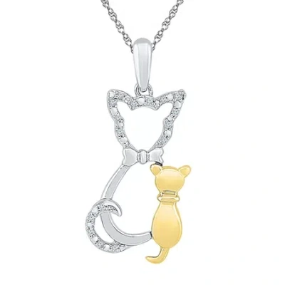 Fine Jewelry "mother And Daughter" Cat Womens Diamond Accent Natural White Diamond 10k Gold Over Silver 18 Inch P In Transparent