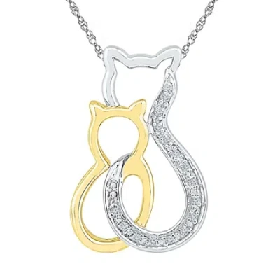 Fine Jewelry "mother And Daughter" Cat Womens Diamond Accent Natural White Diamond 10k Gold Over Silver 18 Inch P In Transparent