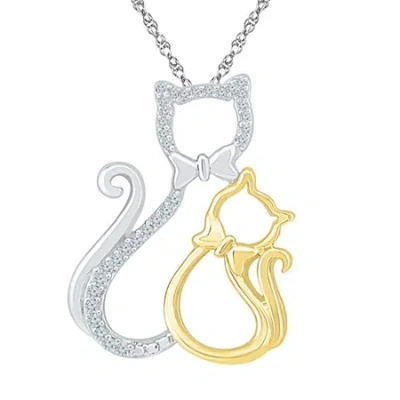 Fine Jewelry "mother And Daughter" Cat Womens Diamond Accent Natural White Diamond 10k Gold Over Silver 18 Inch P In Transparent
