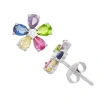 Fine Jewelry Multi Color Cubic Zirconia Sterling Silver 10mm Pear Stud Earrings In Metallic