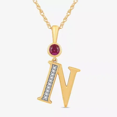 Fine Jewelry N Womens Lab Created Red Ruby 14k Gold Over Silver 18 Inch Pendant Necklace In Transparent