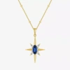 Fine Jewelry North Star Womens Lab Created Blue Sapphire 14k Gold Over Silver Star 16 Inch Pendant Necklace In Blue