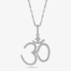 Fine Jewelry Ohm Symbol Womens 1/4 Ct. T.w. Natural White Diamond 14k White Gold 18 Inch Pendant Necklace In Transparent