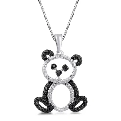 Fine Jewelry Panda Womens 1/10 Ct. T.w. Natural Black Diamond Sterling Silver 18 Inch Pendant Necklace