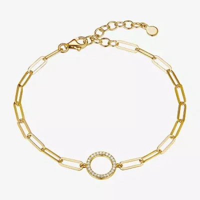 Fine Jewelry Paris 1901 By Charles Garnier Womens 18k Gold Over Silver Solid 7 Inch Link Bracelet In Transparent