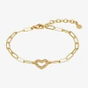 Fine Jewelry Paris 1901 By Charles Garnier Womens 18k Gold Over Silver Solid Heart 6 3/4 Inch Link Bracelet In Gold