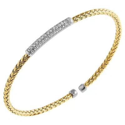 Fine Jewelry Paris 1901 By Charles Garnier Womens Cubic Zirconia 18k Gold Over Silver Cuff Bracelet